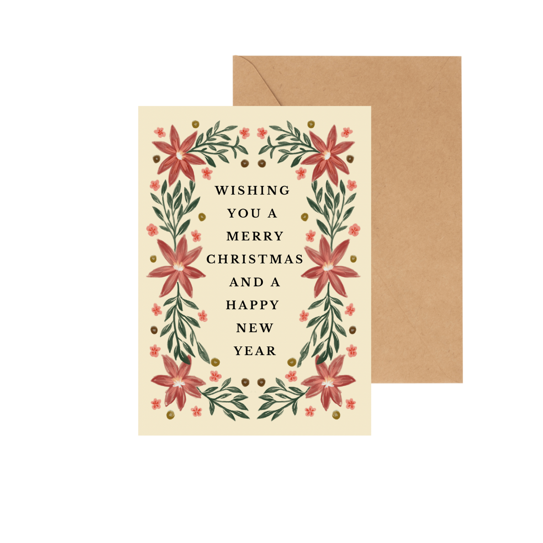 Merry Christmas and Happy New Year - CHRISTMAS CARD w/ ENVELOPE