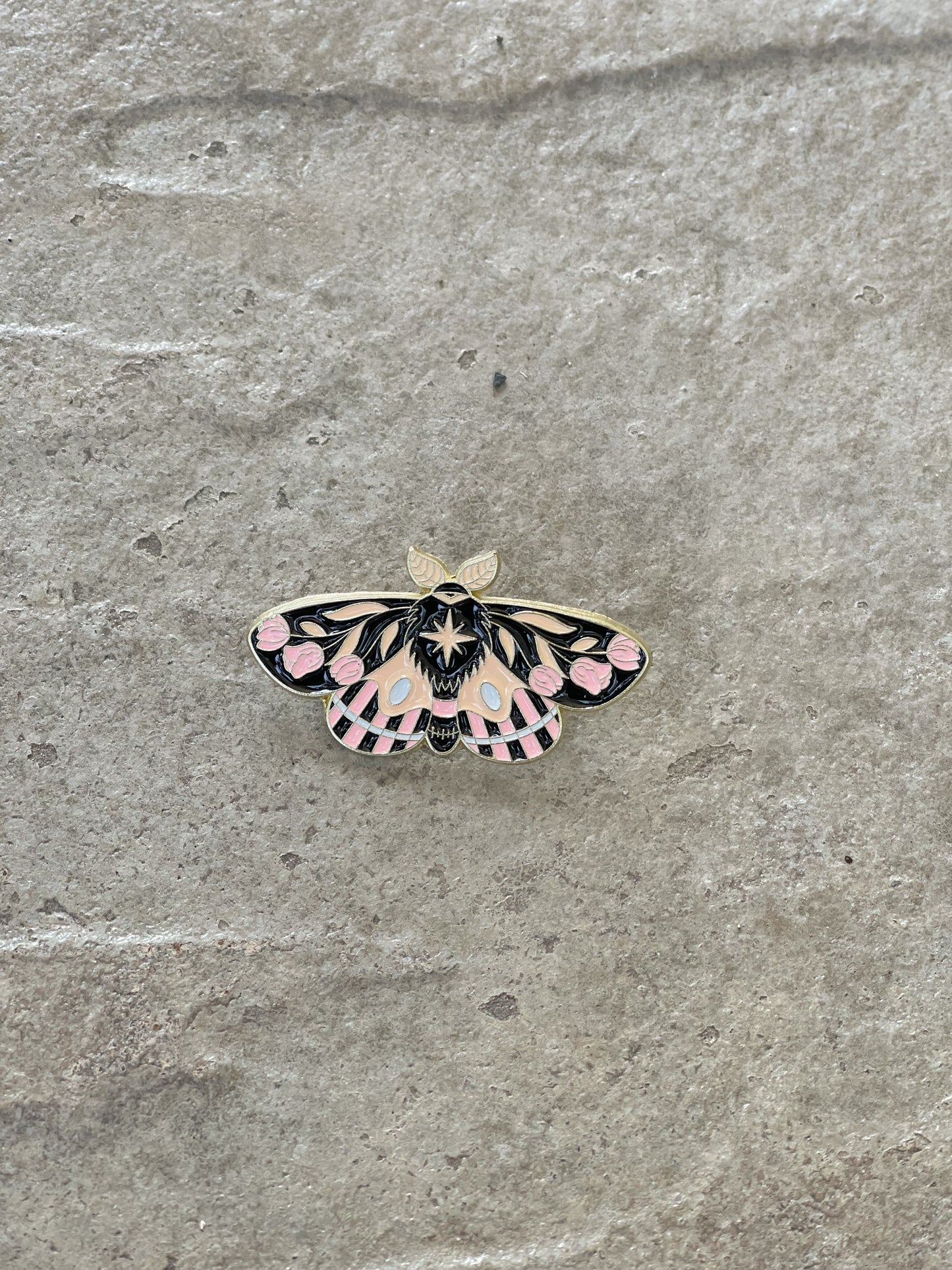 Peach, Black and Pink Butterfly - ENAMEL PIN