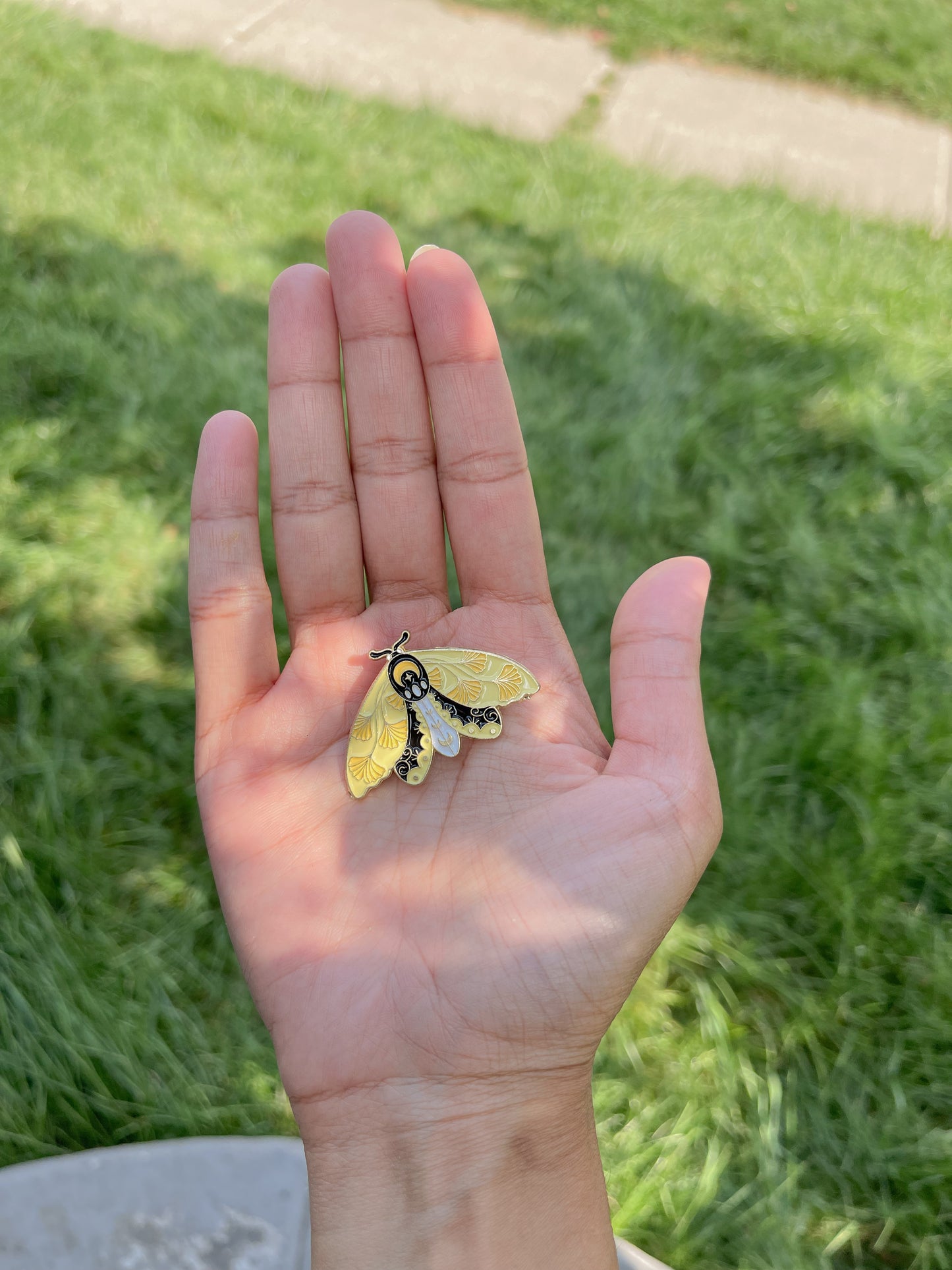 Yellow, Black and White Butterfly - ENAMEL PIN