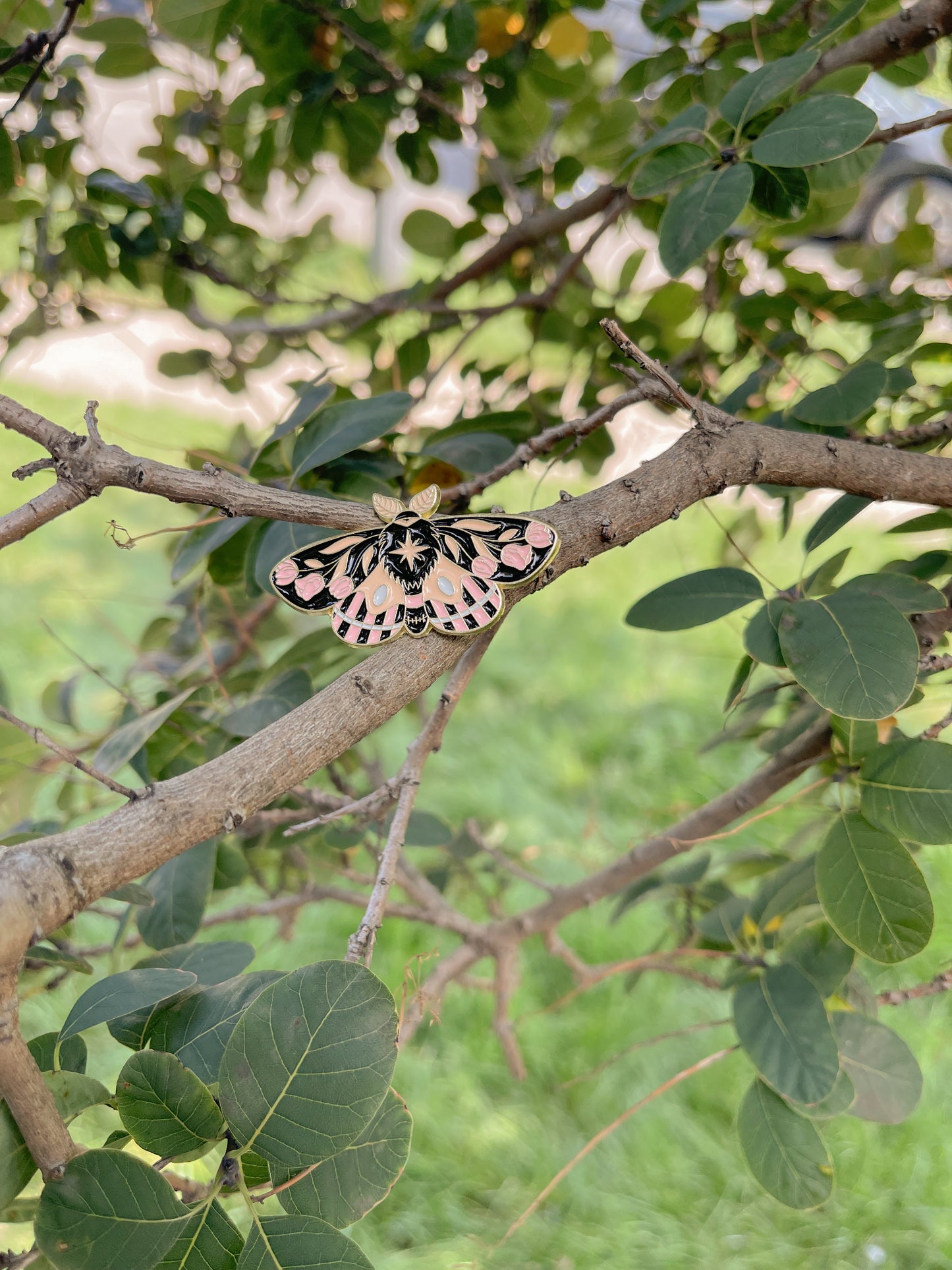 Peach, Black and Pink Butterfly - ENAMEL PIN