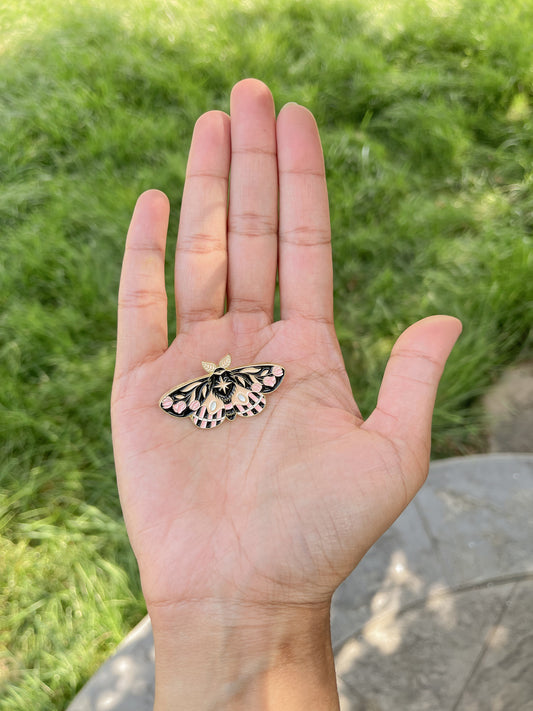 Peach, Black and Pink Butterfly - ENAMEL PIN