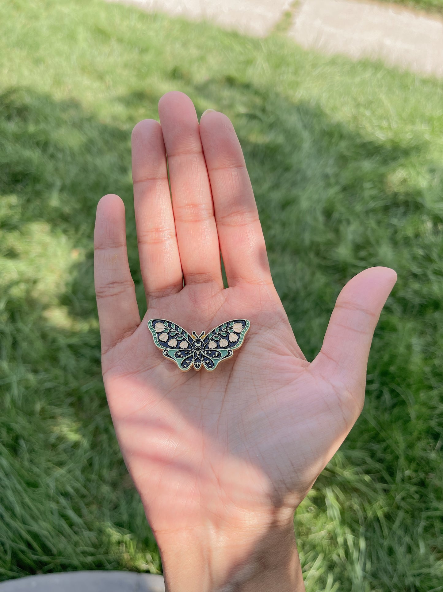 Pink and Green Butterfly - ENAMEL PIN