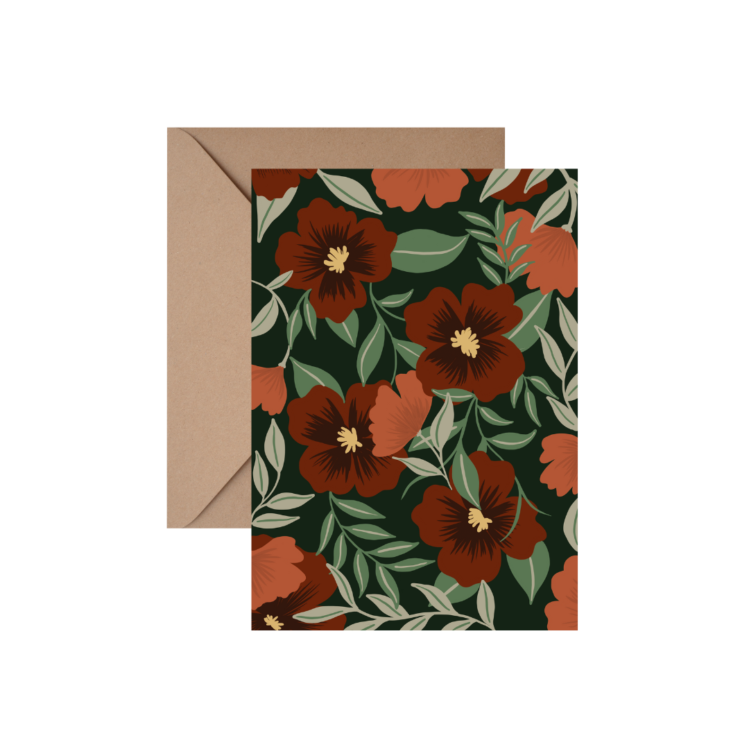 Generic Floral (Green) - GREETING CARD w/ ENVELOPE