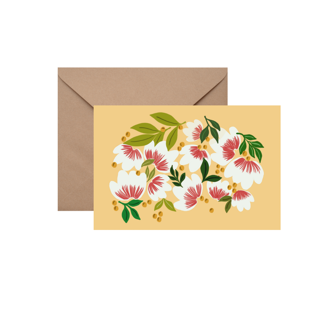 Cherry Blossom (white) - CHRISTMAS CARD w/ ENVELOPE