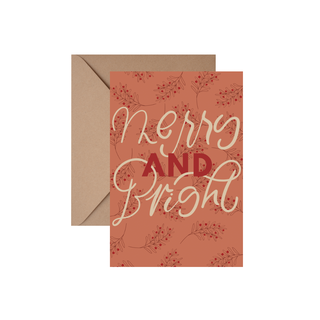 Merry and Bright - CHRISTMAS CARD w/ ENVELOPE