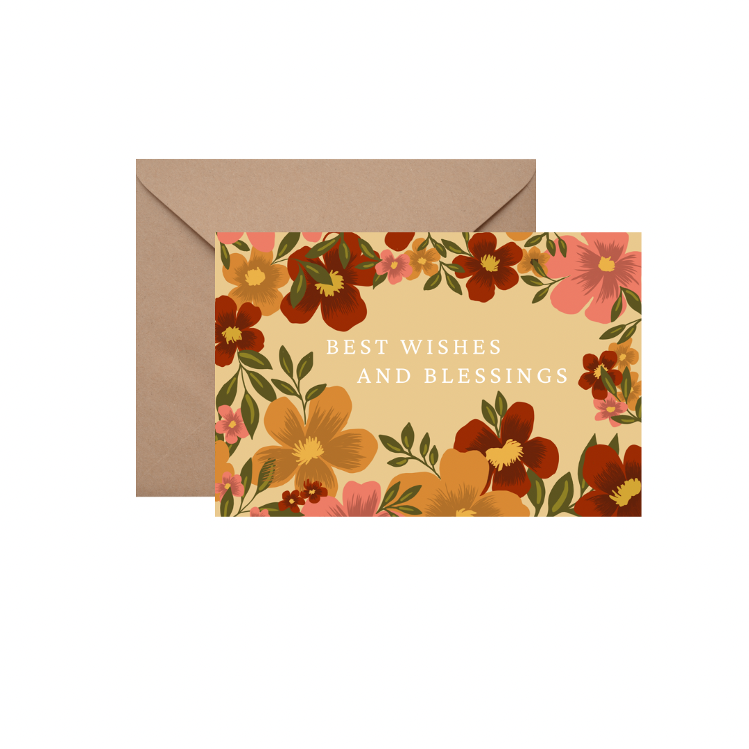 Best wishes and Blessings - GREETING CARD w/ ENVELOPE