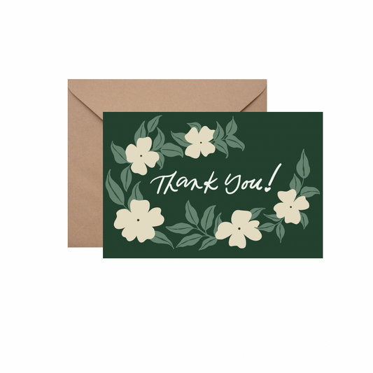 Thank You (Green) - GREETING CARD w/ ENVELOPE