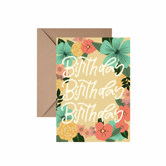 Birthday x 3 - GREETING CARD w/ ENVELOPE