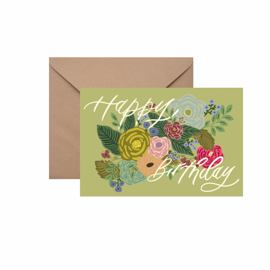 Happy Birthday (Green) - GREETING CARD w/ ENVELOPE